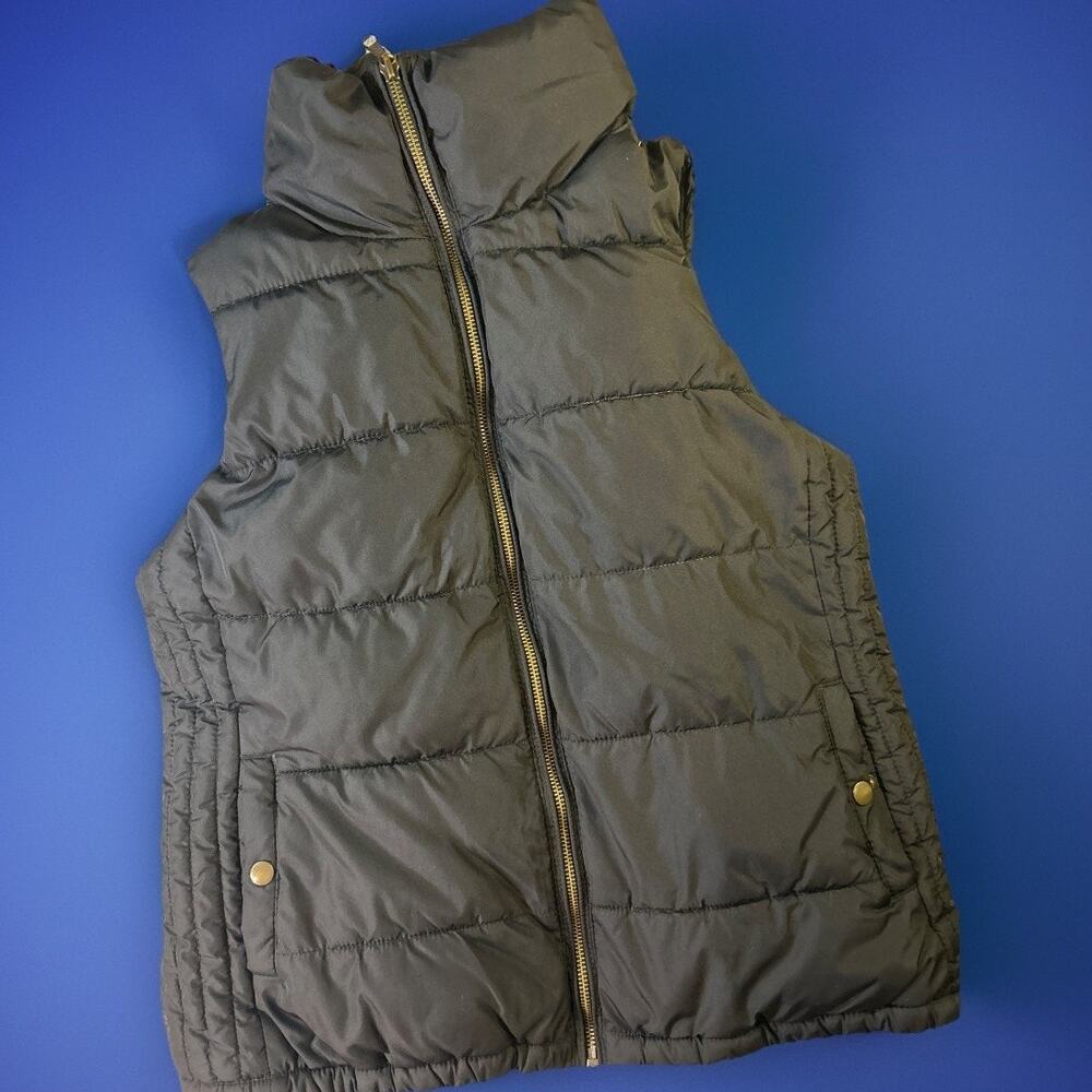 Old Navy Puffer Vest Women’s Size Small Full Zip Button Pockets Black Gorpcore